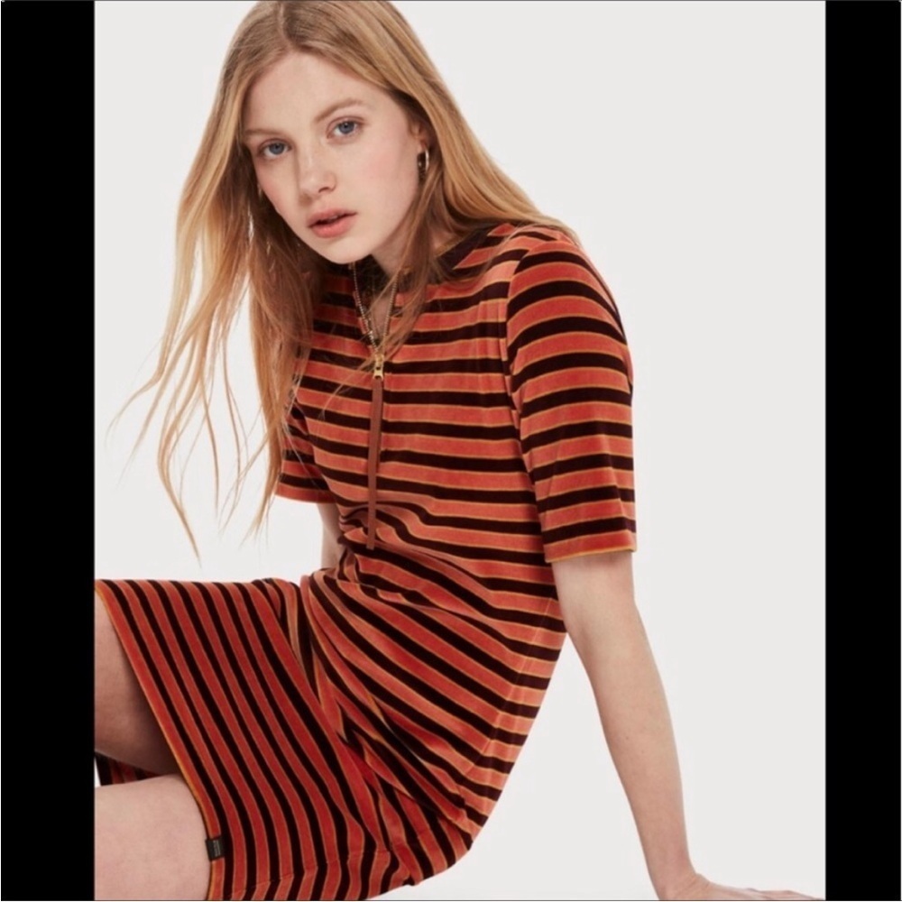 Scotch & Soda Dress XS Velvet Orange Purple XS Extra Small